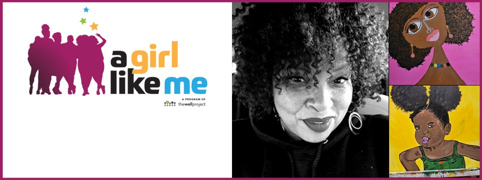 Bridgette Picou, two of her paintings and logo for A Girl Like Me.