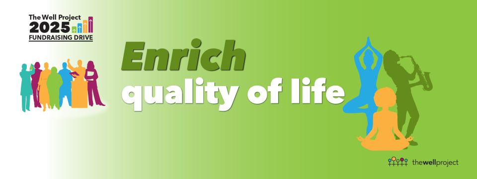 Silhouettes of women and information for The Well Project fundraiser.