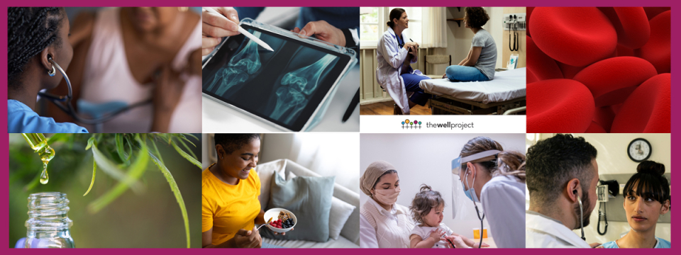 Collage of health-related photos.