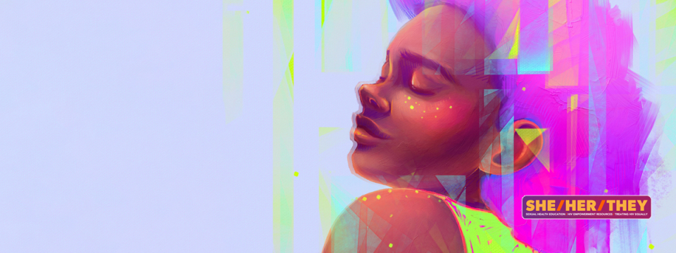 Illustration of woman with eyes closed.